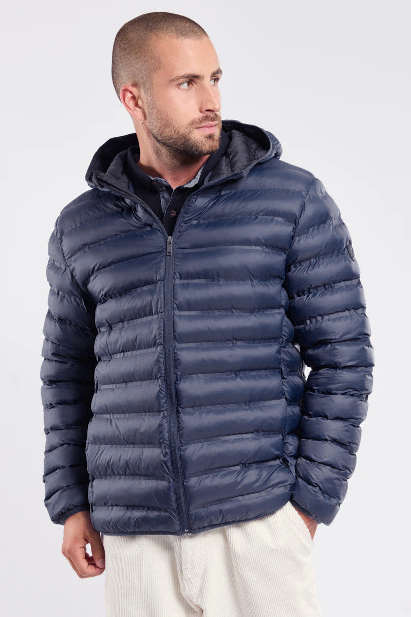 Bermudes Hoodbord Water-Repellent Quilted Hooded Jacket - Navy