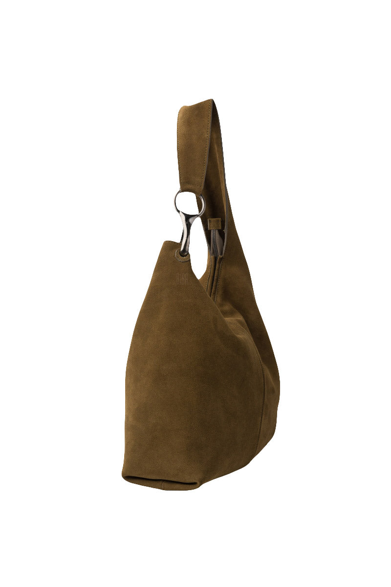 BIBA Jackpot Water Repellent Leather Suede Shoulder Bag - Khaki JAP2L_KHAKI_OS