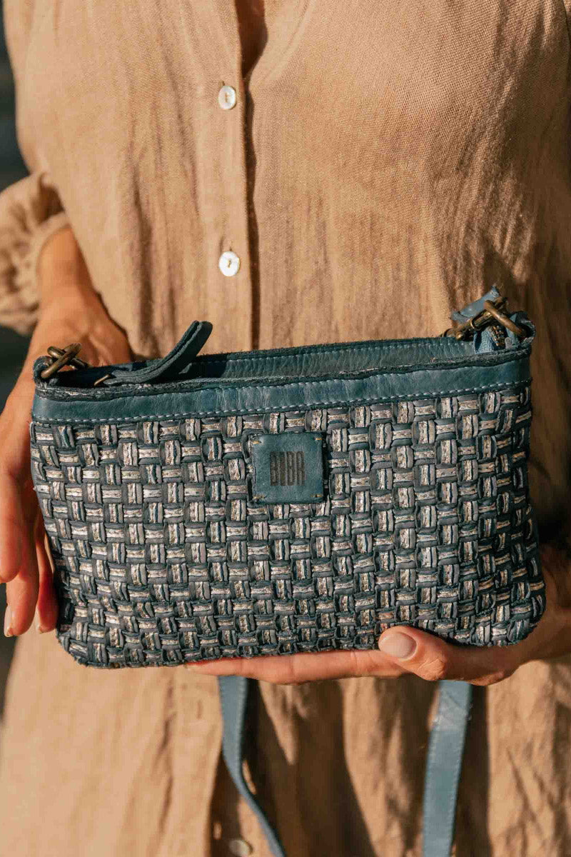 BIBA Kansas Blink Woven Leather Crossbody Bag - Blue KAB9L_BLUE_OS