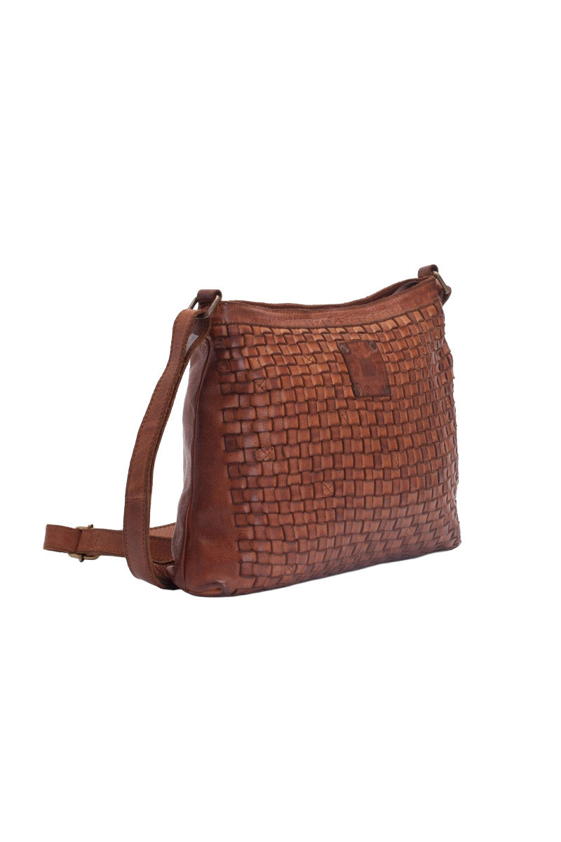 BIBA Kansas Woven Leather Crossbody Bag - Tan KA2_TAN_OS