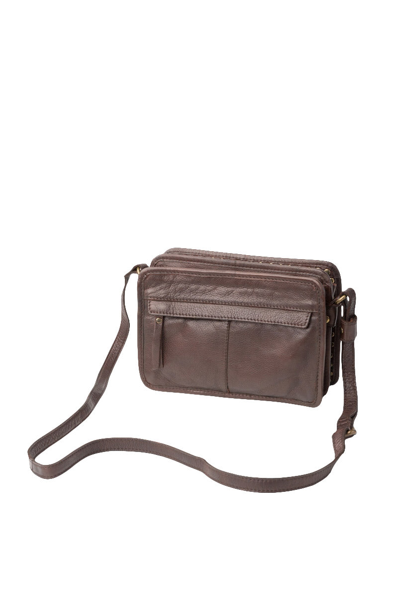 BIBA Rockwall Studded Cross Body Bag - Dark Brown RAL1L_DBROWN_OS