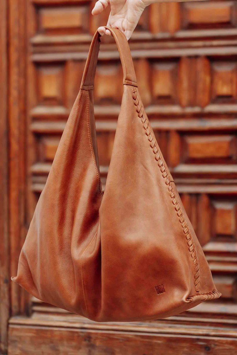 BIBA Stockton Leather Braided Detail Shoulder Bag - Tan STT1L_TAN_OS