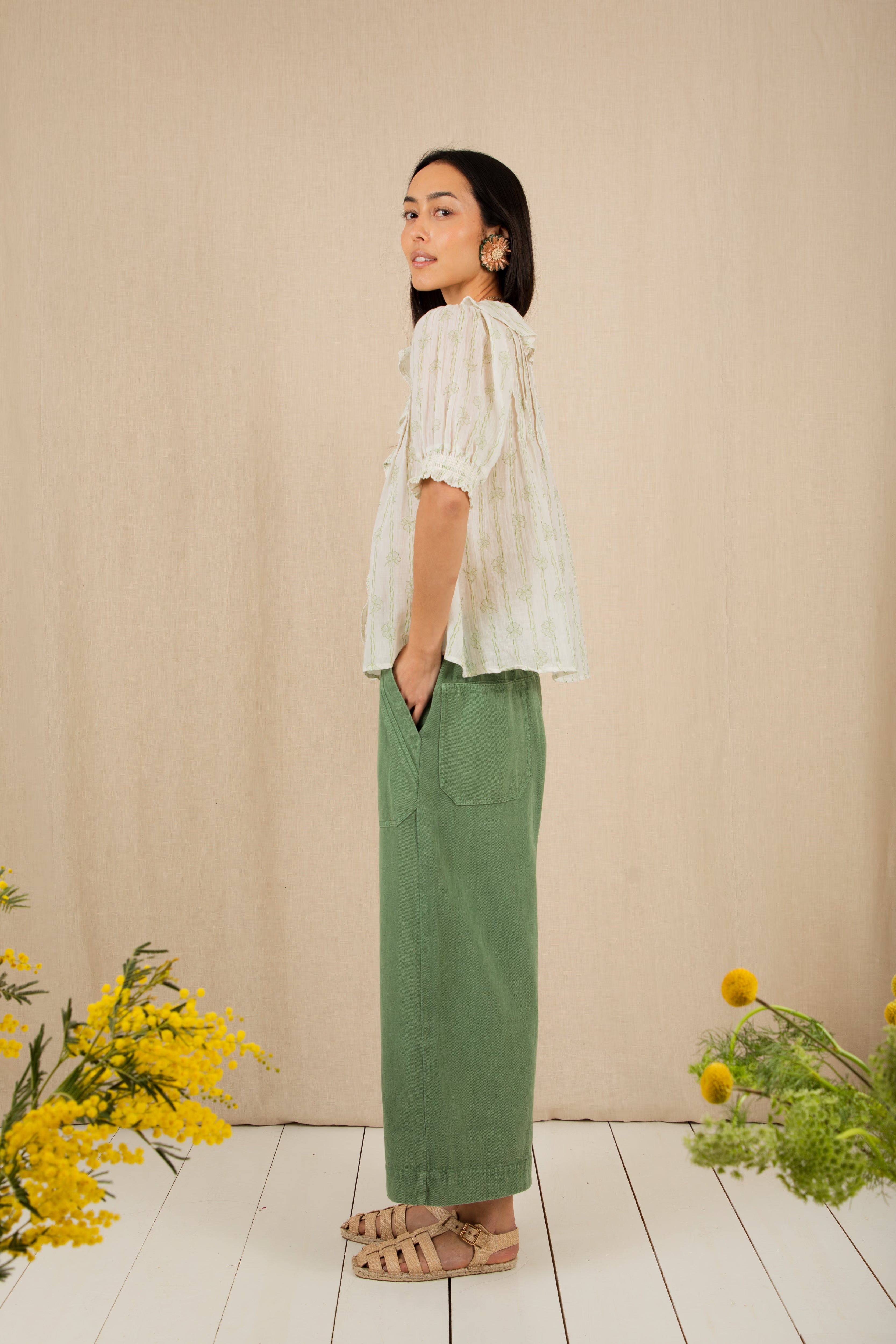 Bonte Lenny Ruffle Neck Shirt - Clover