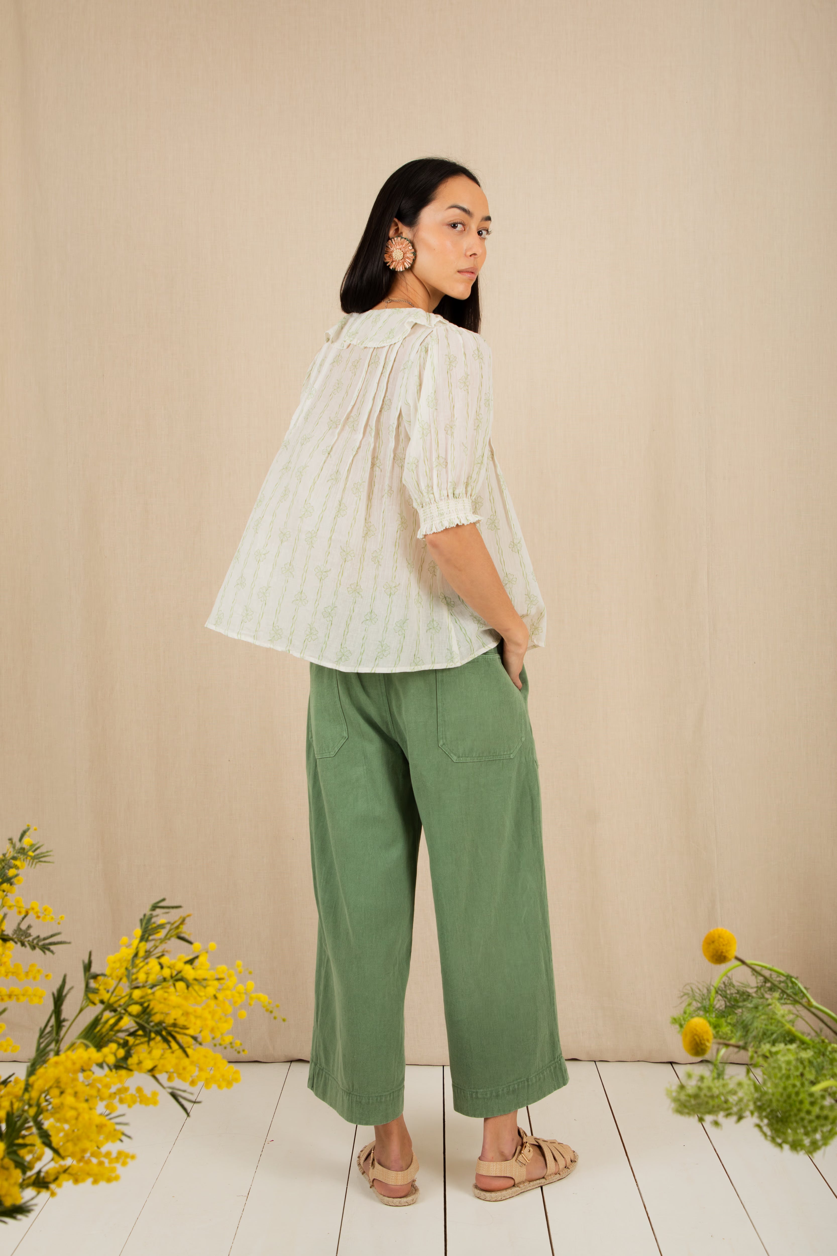 Bonte Lenny Ruffle Neck Shirt - Clover