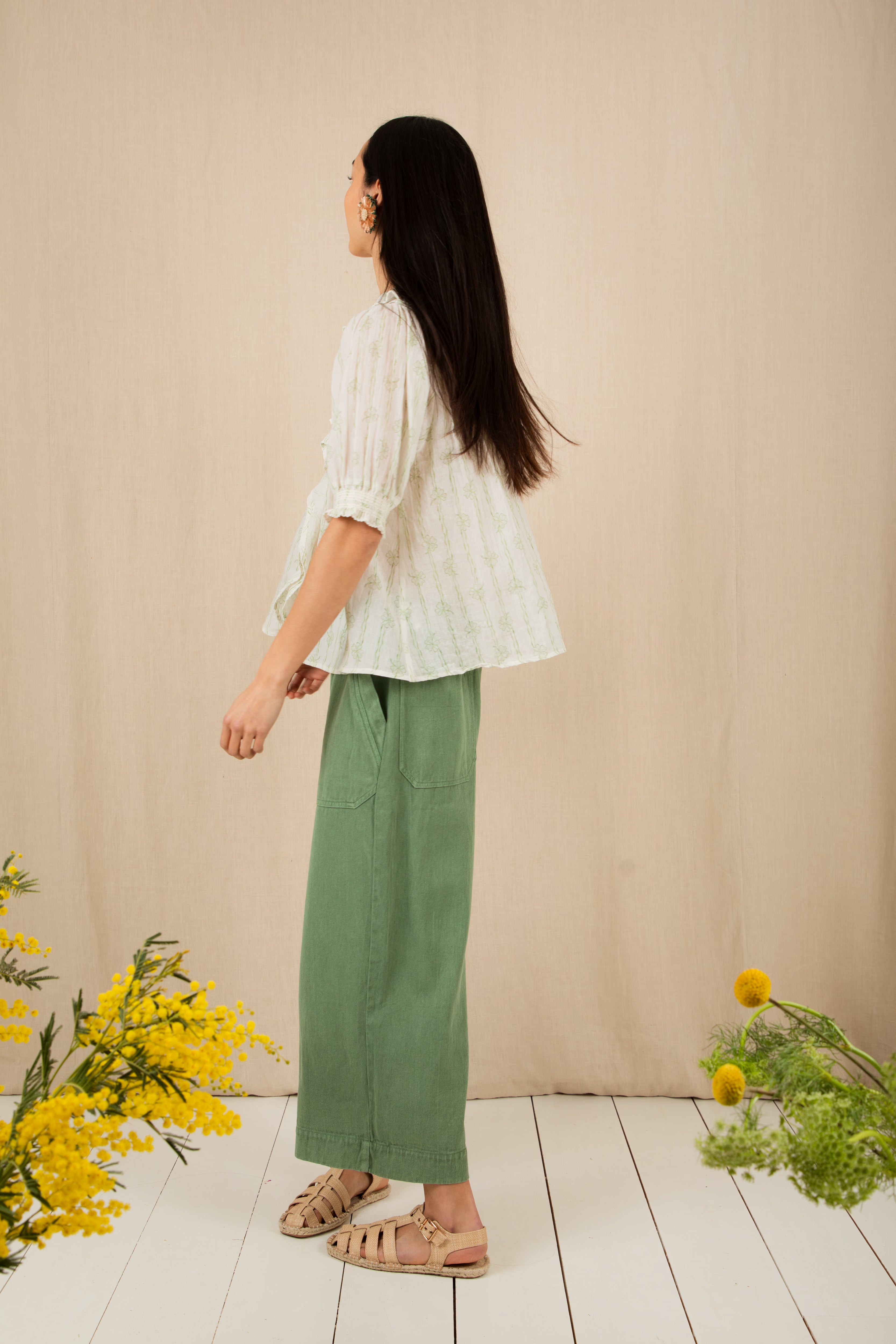 Bonte Lenny Ruffle Neck Shirt - Clover