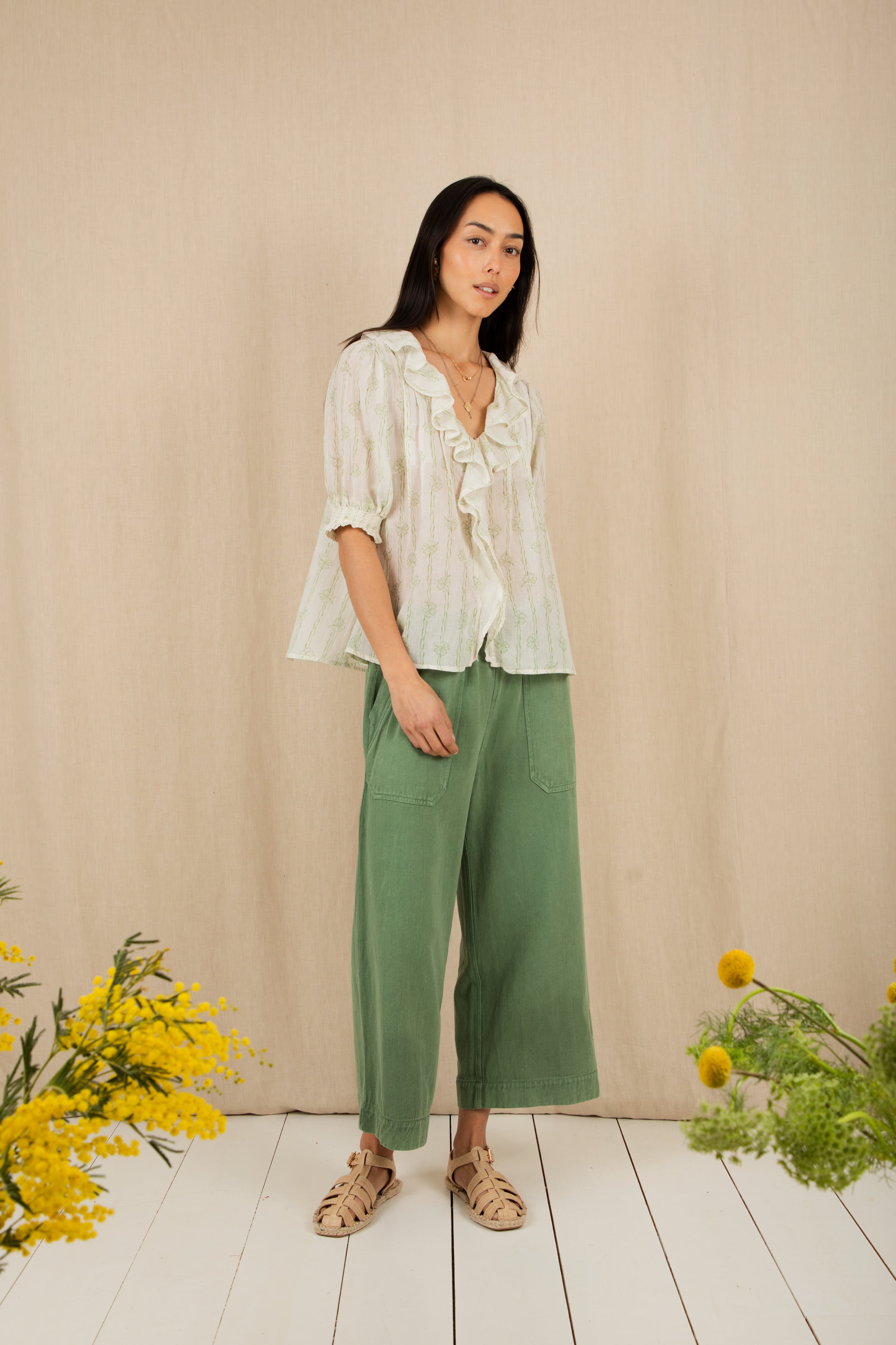 Bonte Lenny Ruffle Neck Shirt - Clover