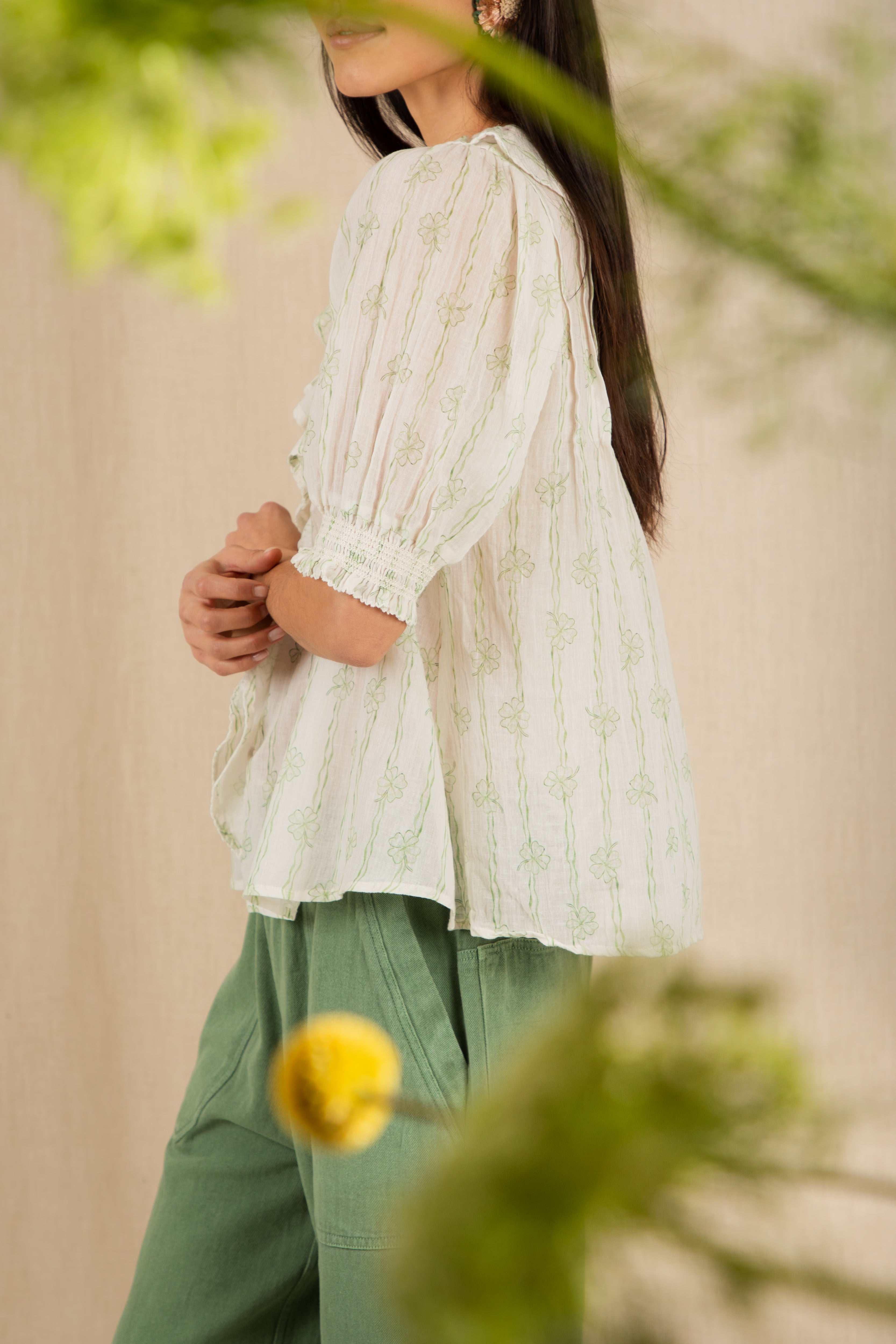 Bonte Lenny Ruffle Neck Shirt - Clover