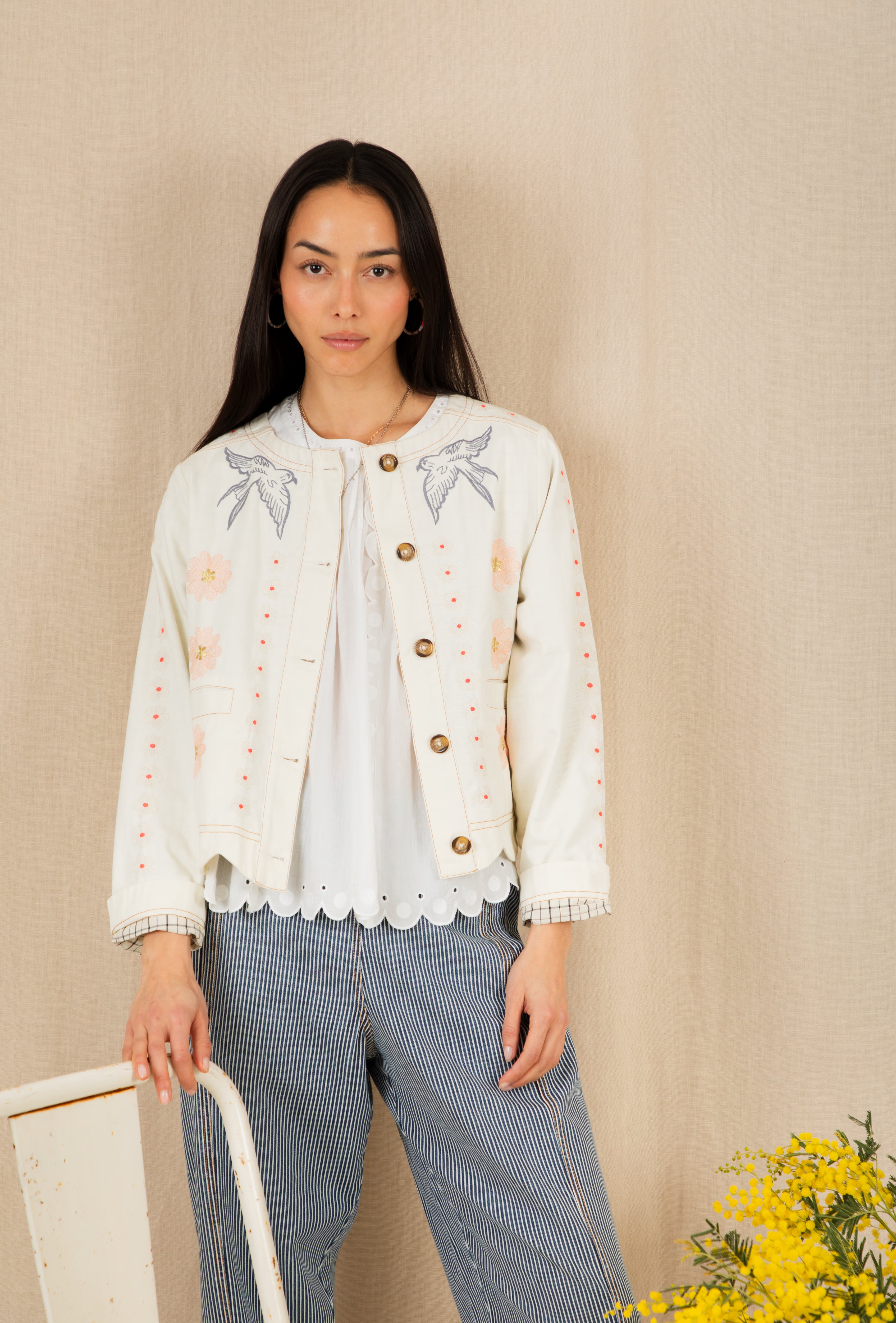 Bonte Rosie Embroidered Jacket - Ecru Multi