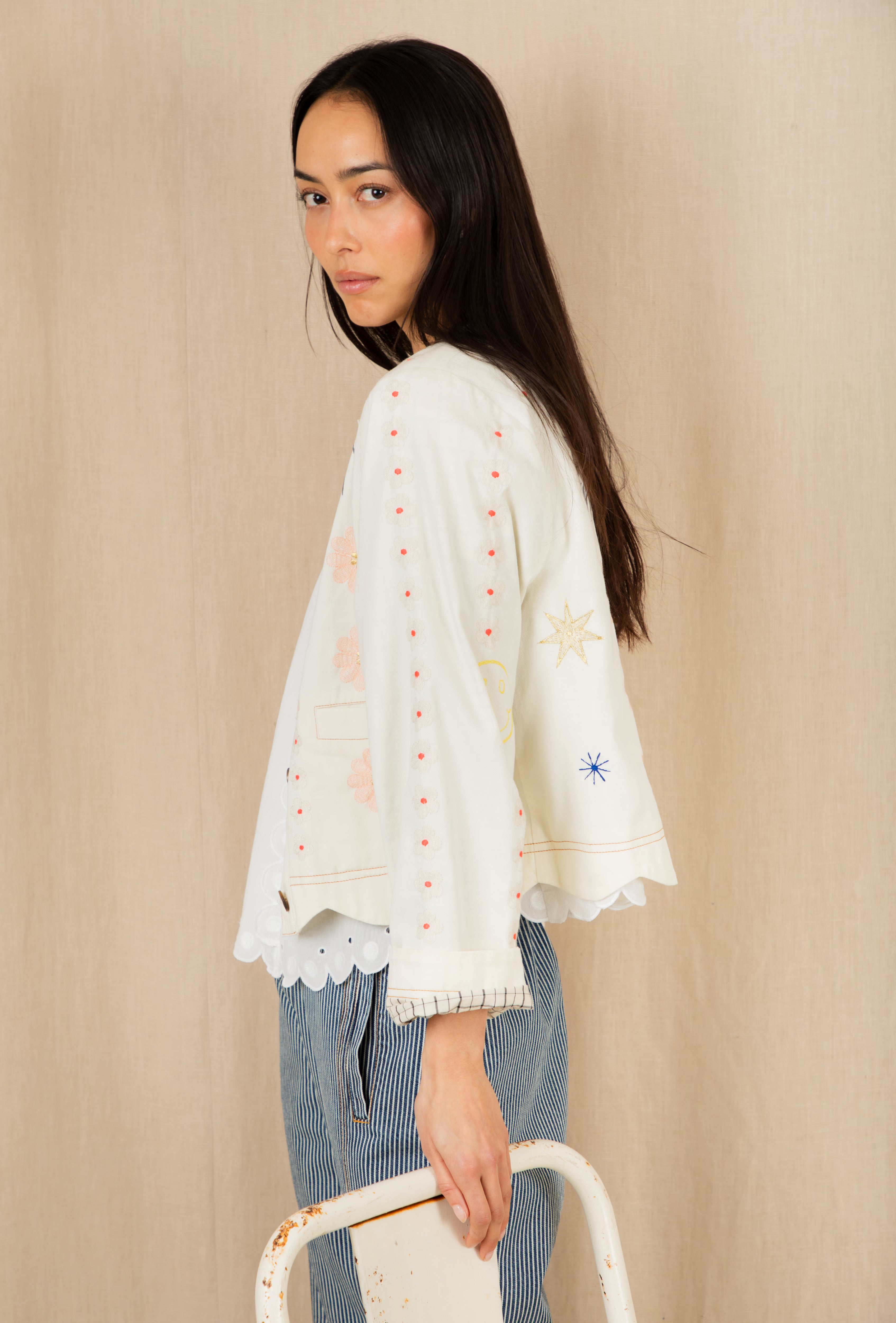 Bonte Rosie Embroidered Jacket - Ecru Multi