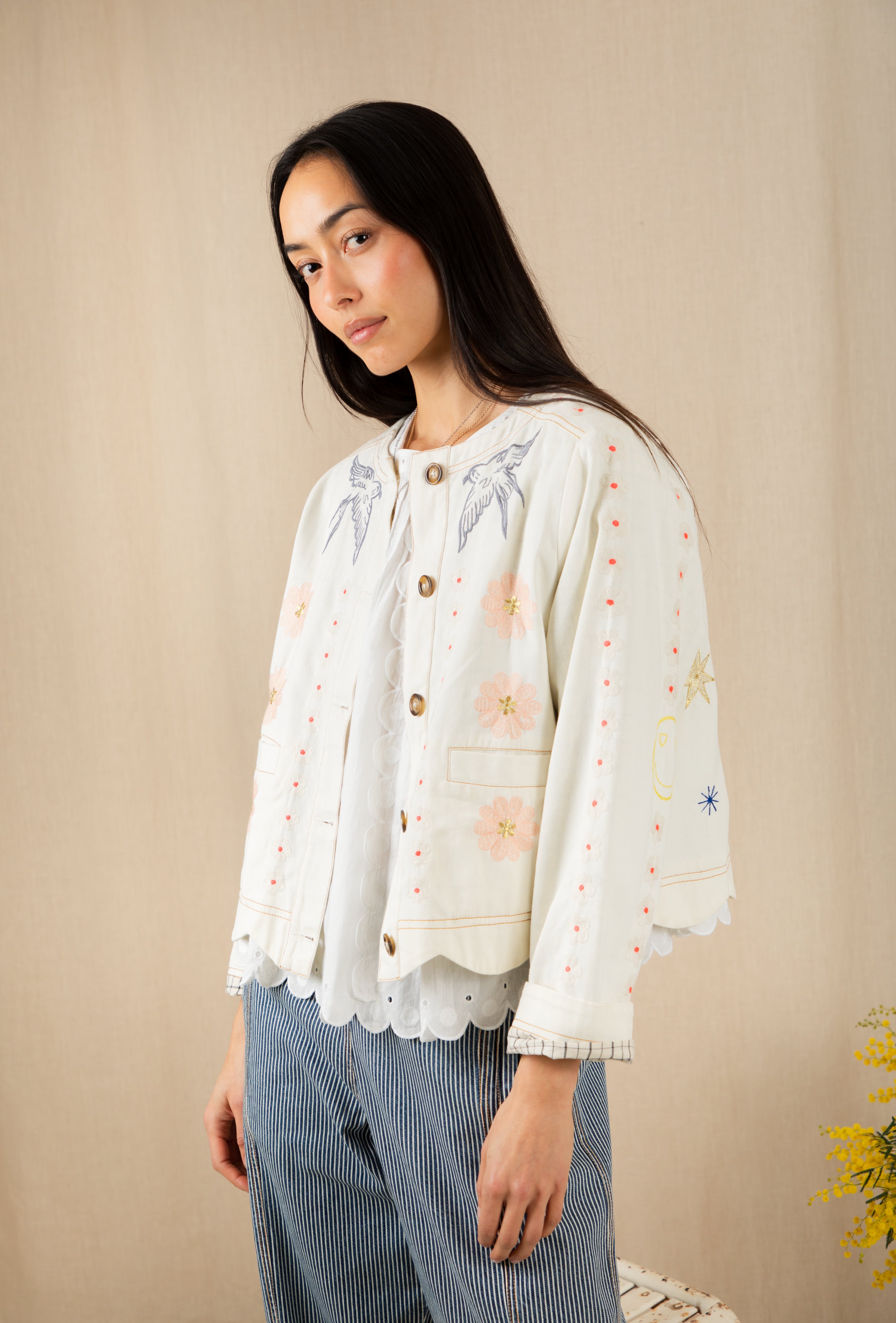 Bonte Rosie Embroidered Jacket - Ecru Multi