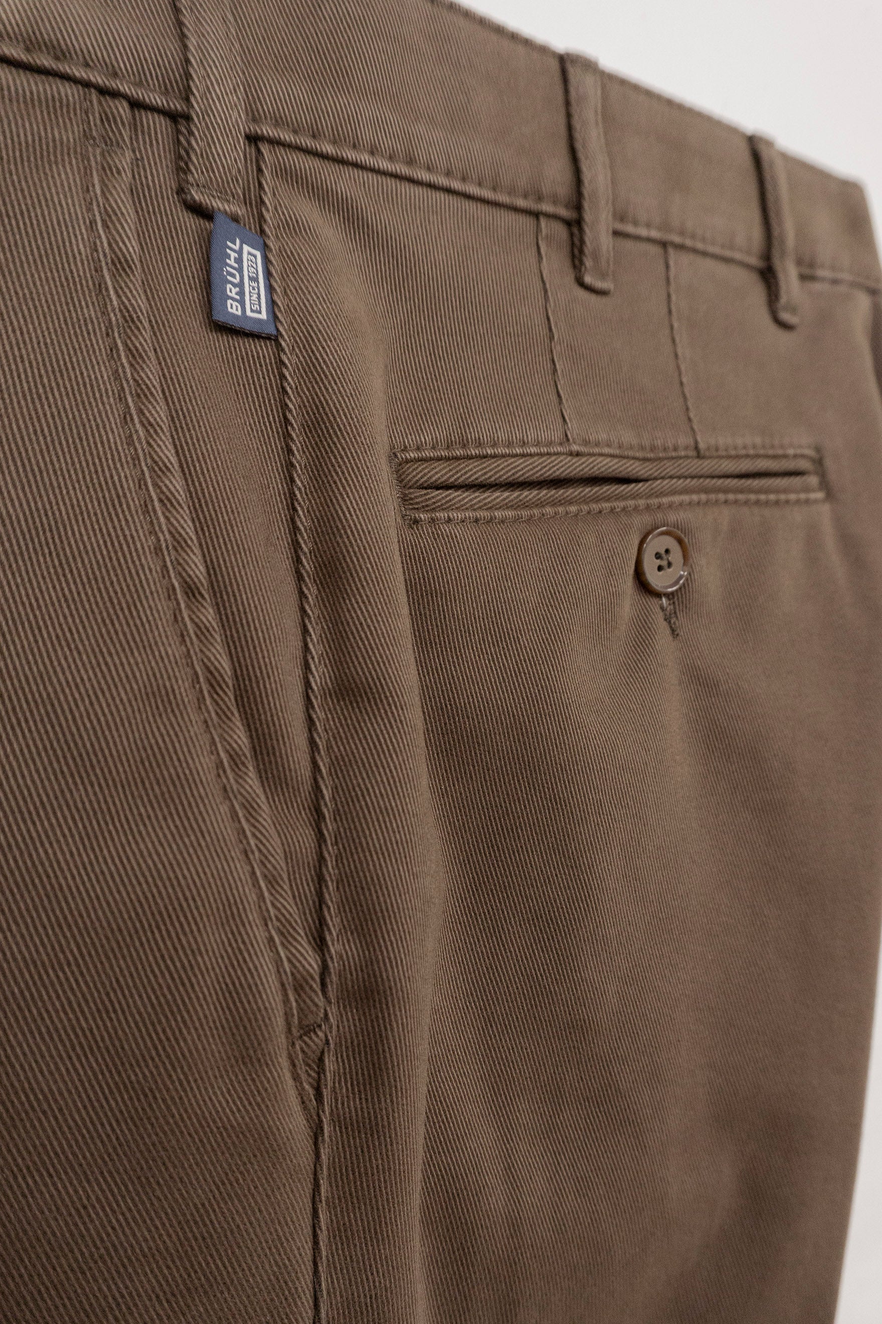 Bruhl Parma B Cotton Stretch Supersoft Mid Weight Chinos - Brown