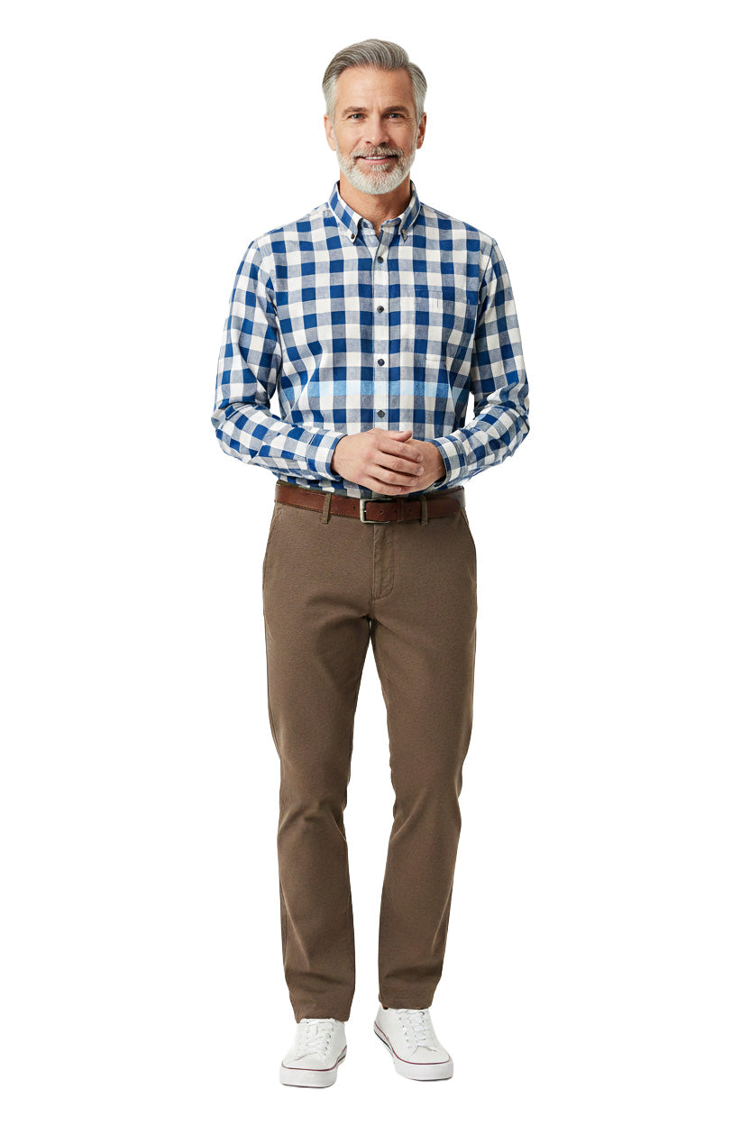 Bruhl Parma B Cotton Stretch Supersoft Mid Weight Chinos - Brown