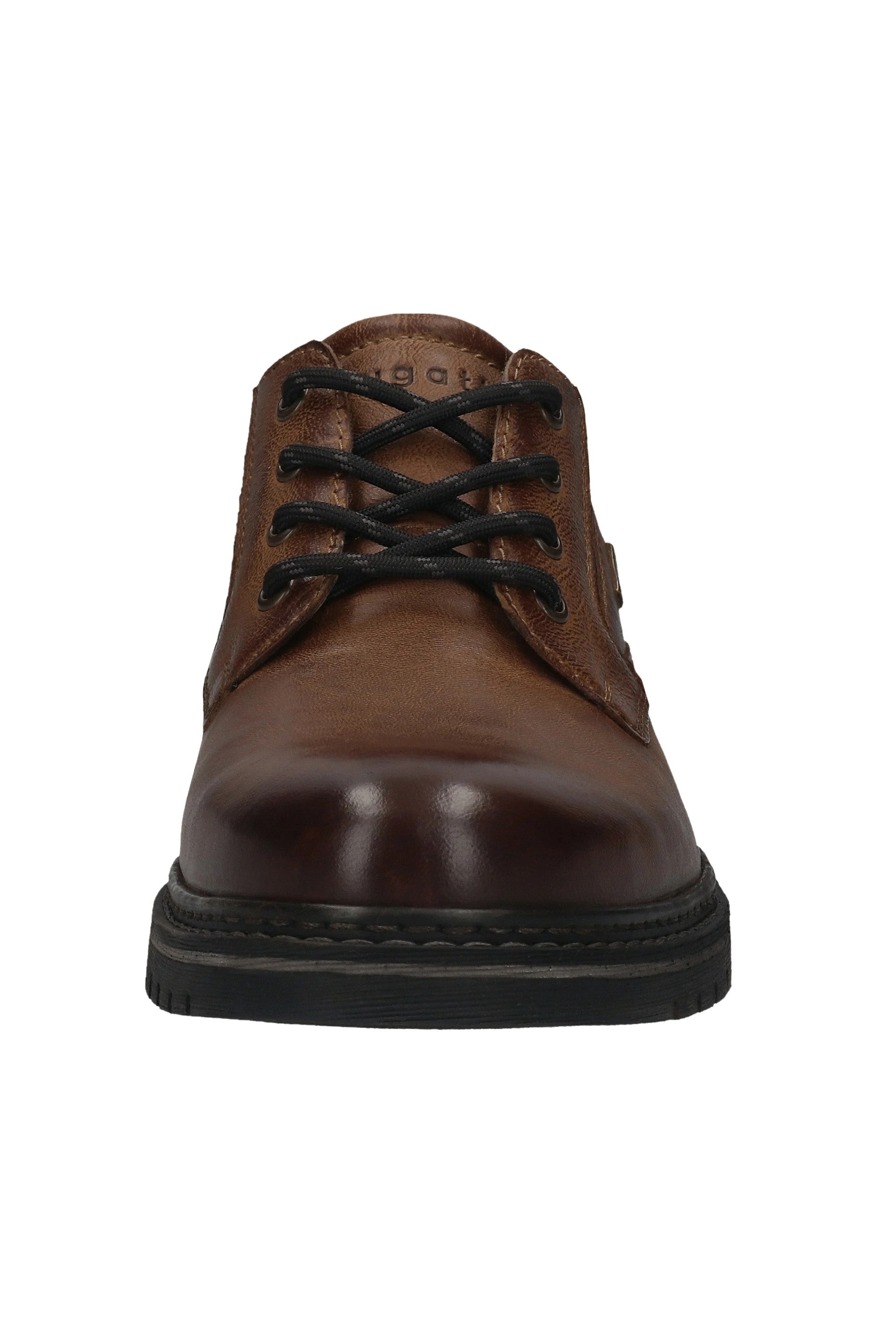 Bugatti Leather Comfort Wide Shoes - Cognac