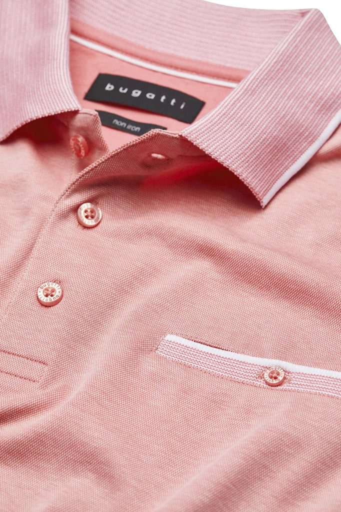 Bugatti Polo Shirt with Contrast Detail - Apricot