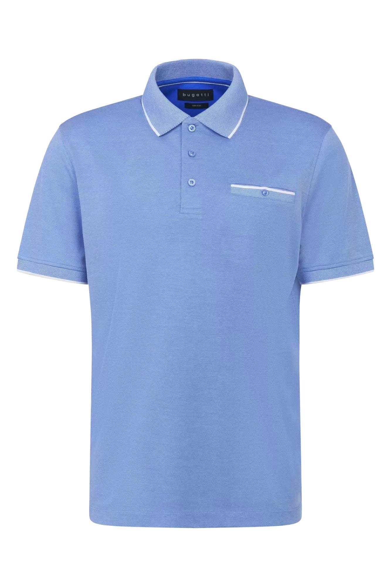 Bugatti Polo Shirt with Tipping Detail - Blue Grey