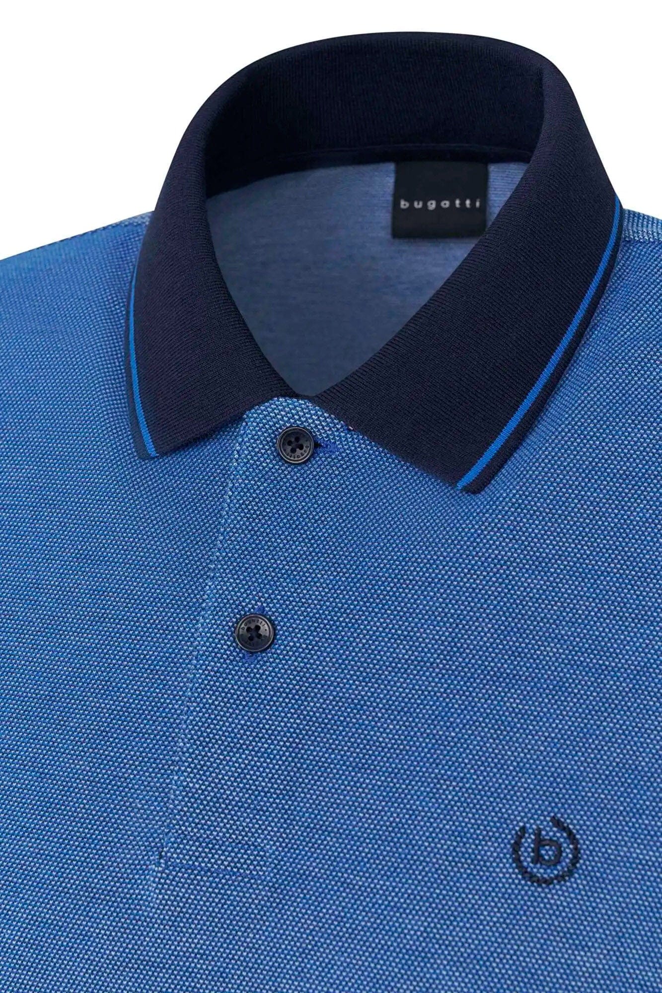 Bugatti Polo Shirt with Tipping Detail - Blue Grey
