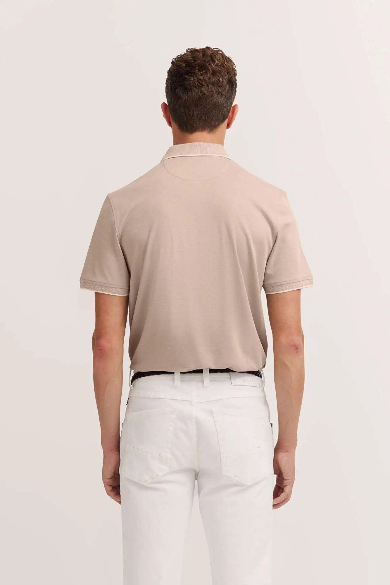 Bugatti Polo Shirt with Tipping Detail - Taupe