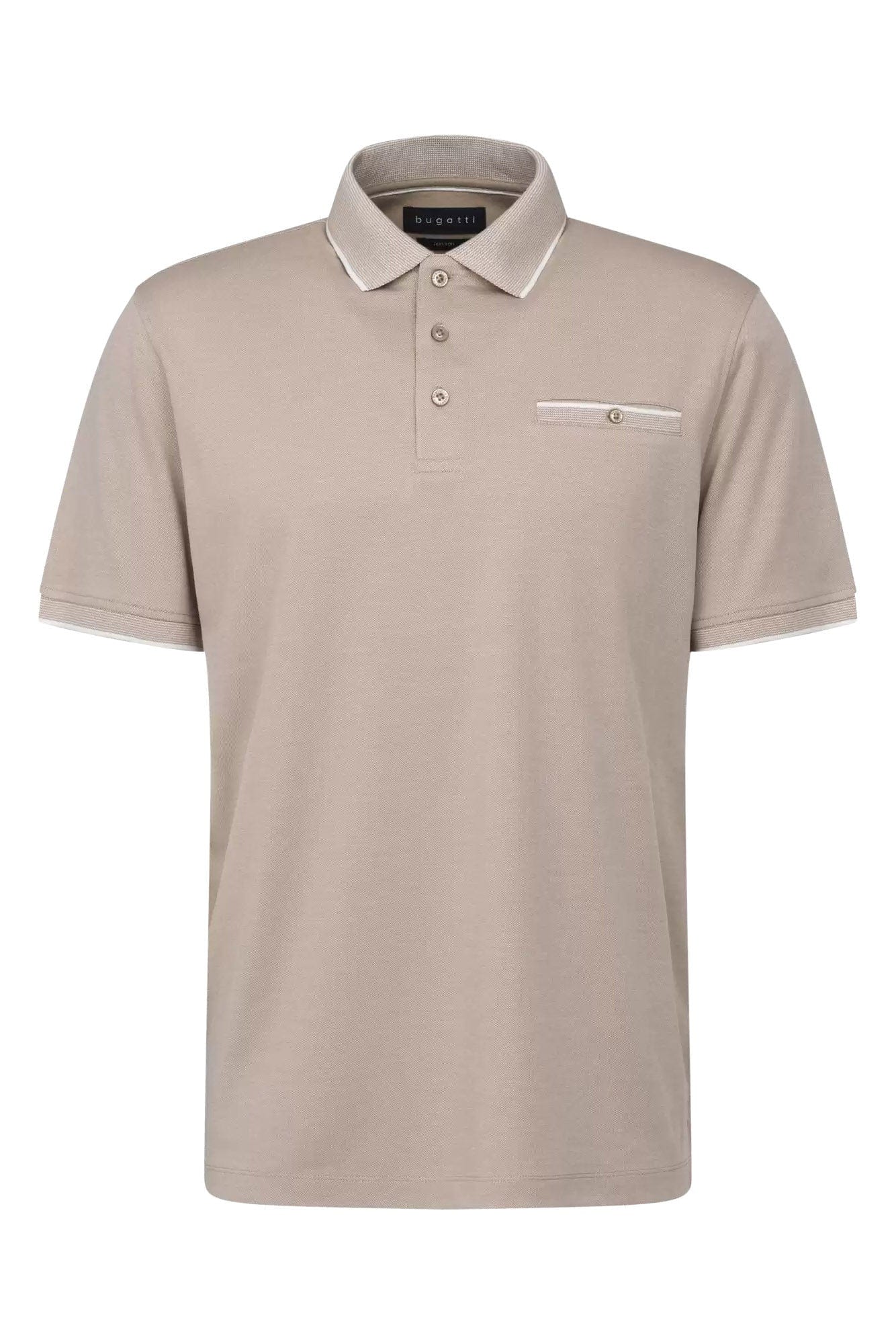 Bugatti Polo Shirt with Tipping Detail - Taupe