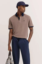 Bugatti Polo Shirt with Tipping Detail - Taupe