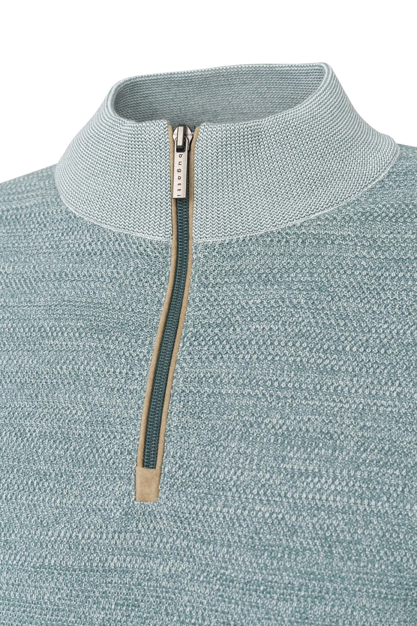 Bugatti Quarter Zip Two-Tone Jumper - Green