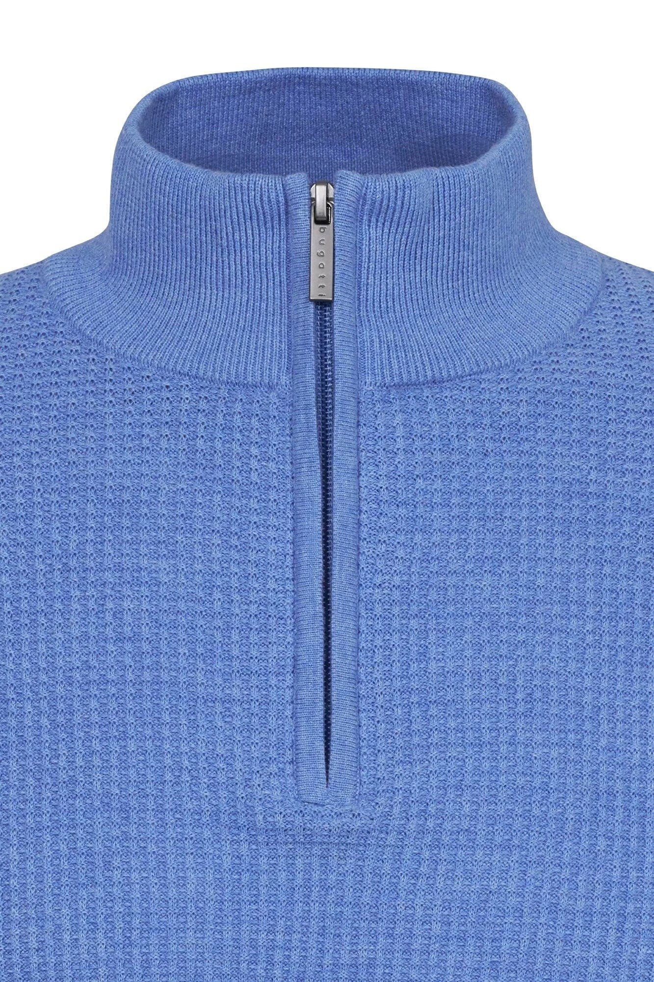 Bugatti Quarter Zip Waffle Structure Jumper - Blue Grey
