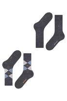 Burlington Everyday Argyle/Plain 2 Pack Socks - Anthracite Melange 21044_3081_6.5-11 UK
