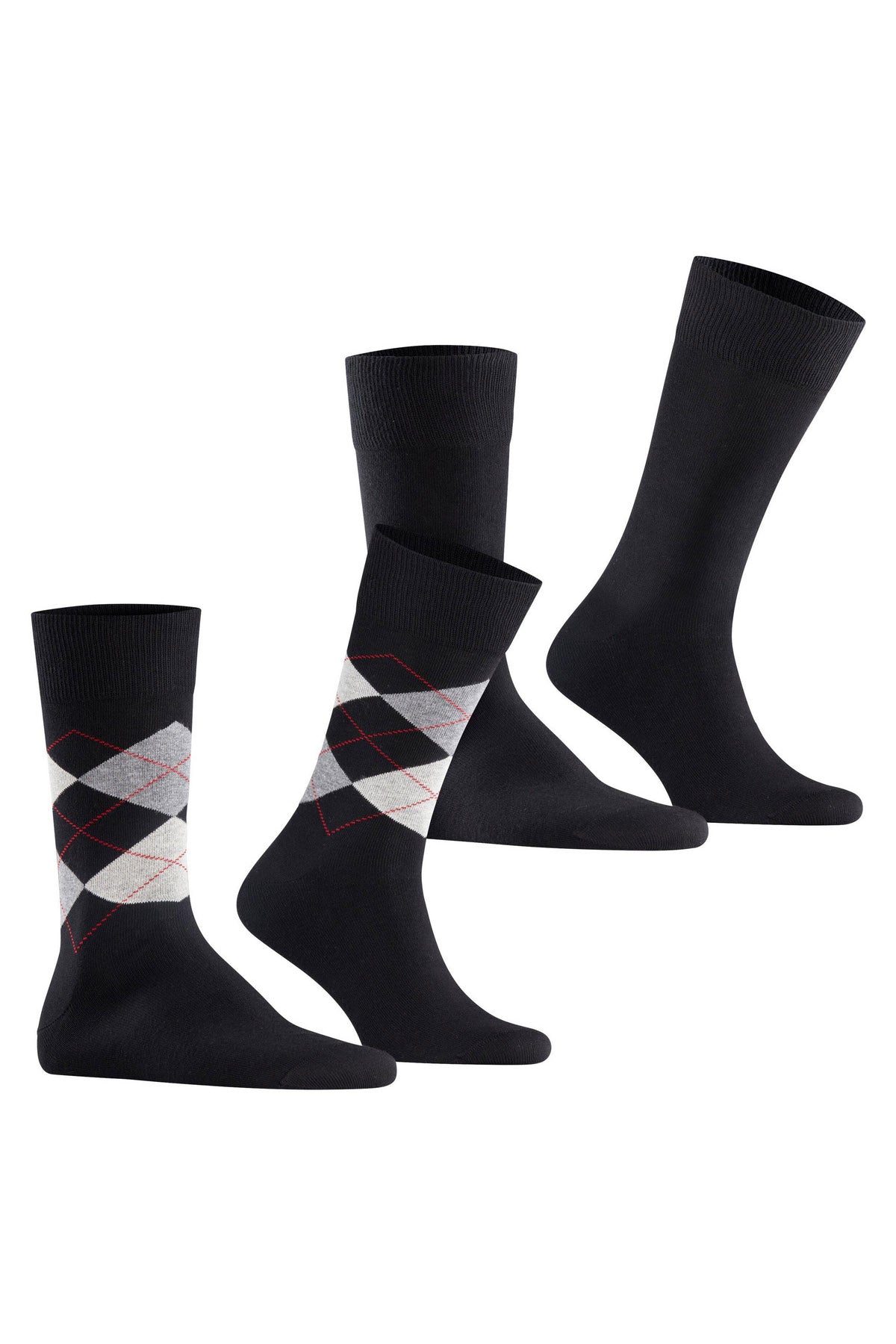 Burlington Everyday Argyle/Plain 2 Pack Socks - Black 21044_3000_6.5-11 UK