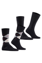 Burlington Everyday Argyle/Plain 2 Pack Socks - Black 21044_3000_6.5-11 UK