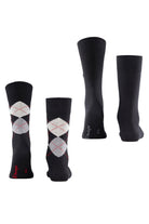 Burlington Everyday Argyle/Plain 2 Pack Socks - Black 21044_3000_6.5-11 UK