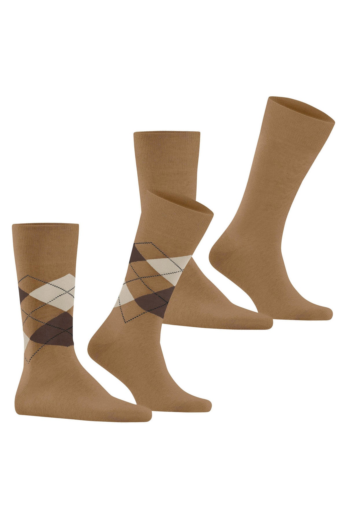 Burlington Everyday Argyle/Plain 2 Pack Socks - Brown Sugar 21044_5152_6.5-11 UK