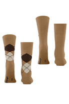 Burlington Everyday Argyle/Plain 2 Pack Socks - Brown Sugar 21044_5152_6.5-11 UK