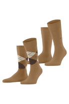 Burlington Everyday Argyle/Plain 2 Pack Socks - Brown Sugar 21044_5152_6.5-11 UK