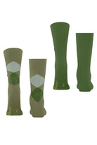 Burlington Everyday Argyle/Plain 2 Pack Socks - Green 21044_7473_6.5-11 UK
