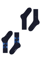 Burlington Everyday Argyle/Plain 2 Pack Socks - Marine 21044_6121_6.5-11 UK