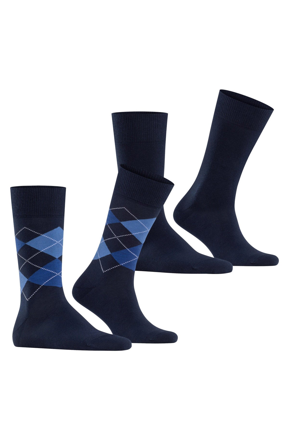 Burlington Everyday Argyle/Plain 2 Pack Socks - Marine 21044_6121_6.5-11 UK