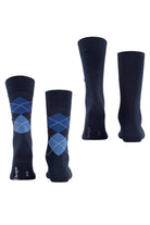 Burlington Everyday Argyle/Plain 2 Pack Socks - Marine 21044_6121_6.5-11 UK