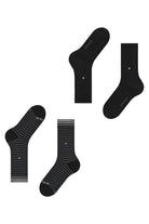 Burlington Everyday Stripe/Plain 2 Pack Socks - Black 21087_3000_6.5-11 UK