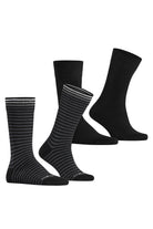 Burlington Everyday Stripe/Plain 2 Pack Socks - Black 21087_3000_6.5-11 UK