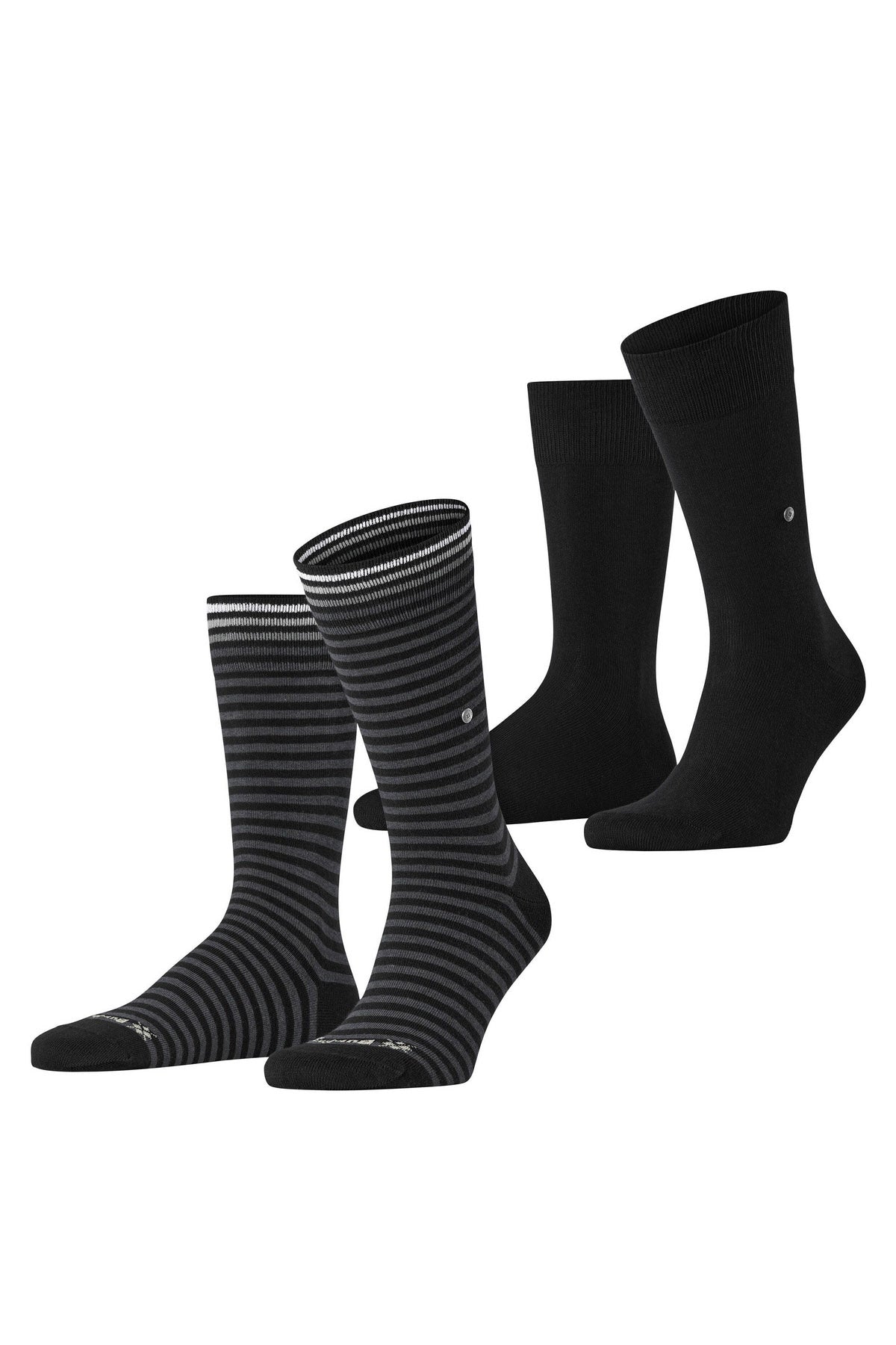 Burlington Everyday Stripe/Plain 2 Pack Socks - Black 21087_3000_6.5-11 UK