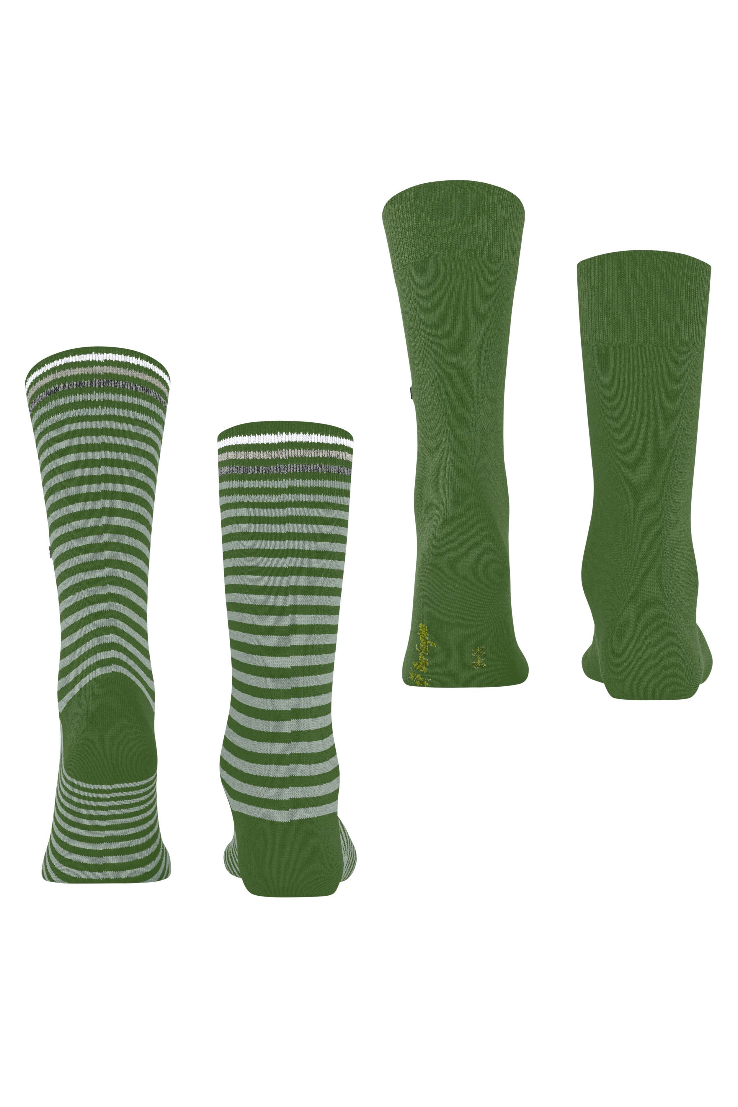 Burlington Everyday Stripe/Plain 2 Pack Socks - Cactus 21087_7653_6.5-11 UK