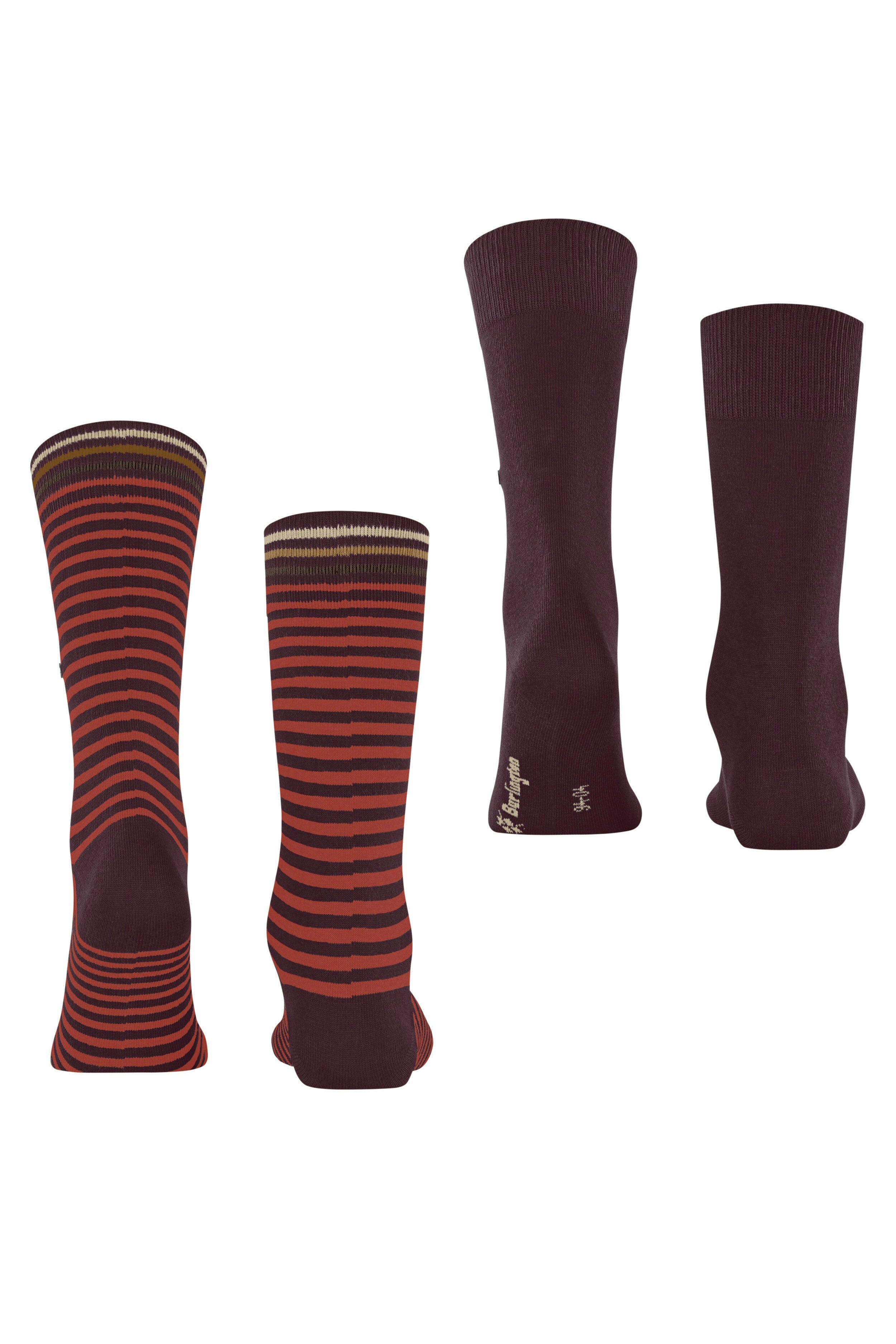 Burlington Everyday Stripe/Plain 2 Pack Socks - Chianti 21087_8370_6.5-11 UK