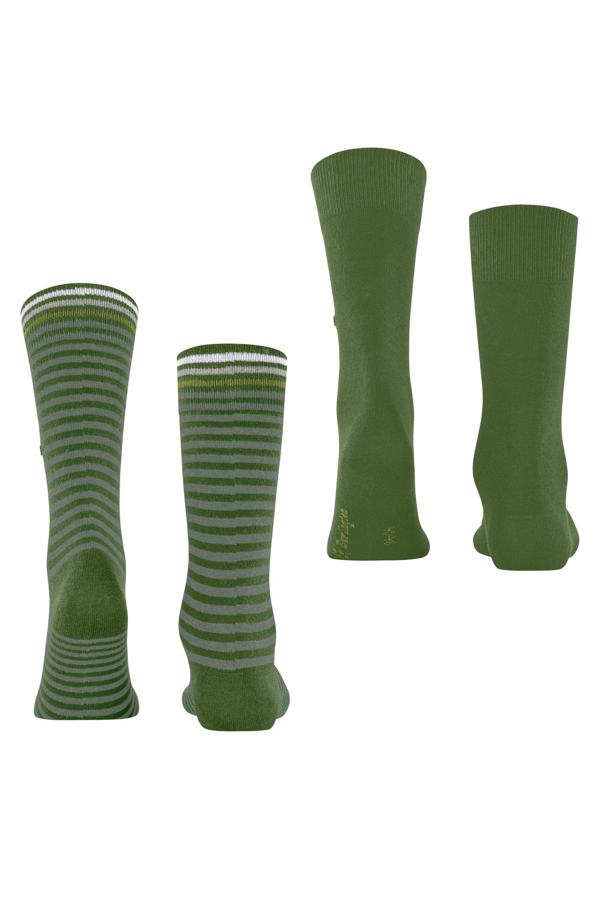 Burlington Everyday Stripe/Plain 2 Pack Socks - Fir Green 21087_7656_6.5-11 UK