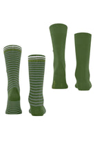 Burlington Everyday Stripe/Plain 2 Pack Socks - Fir Green 21087_7656_6.5-11 UK