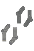 Burlington Everyday Stripe/Plain 2 Pack Socks - Light Grey Melange 21087_3390_6.5-11 UK