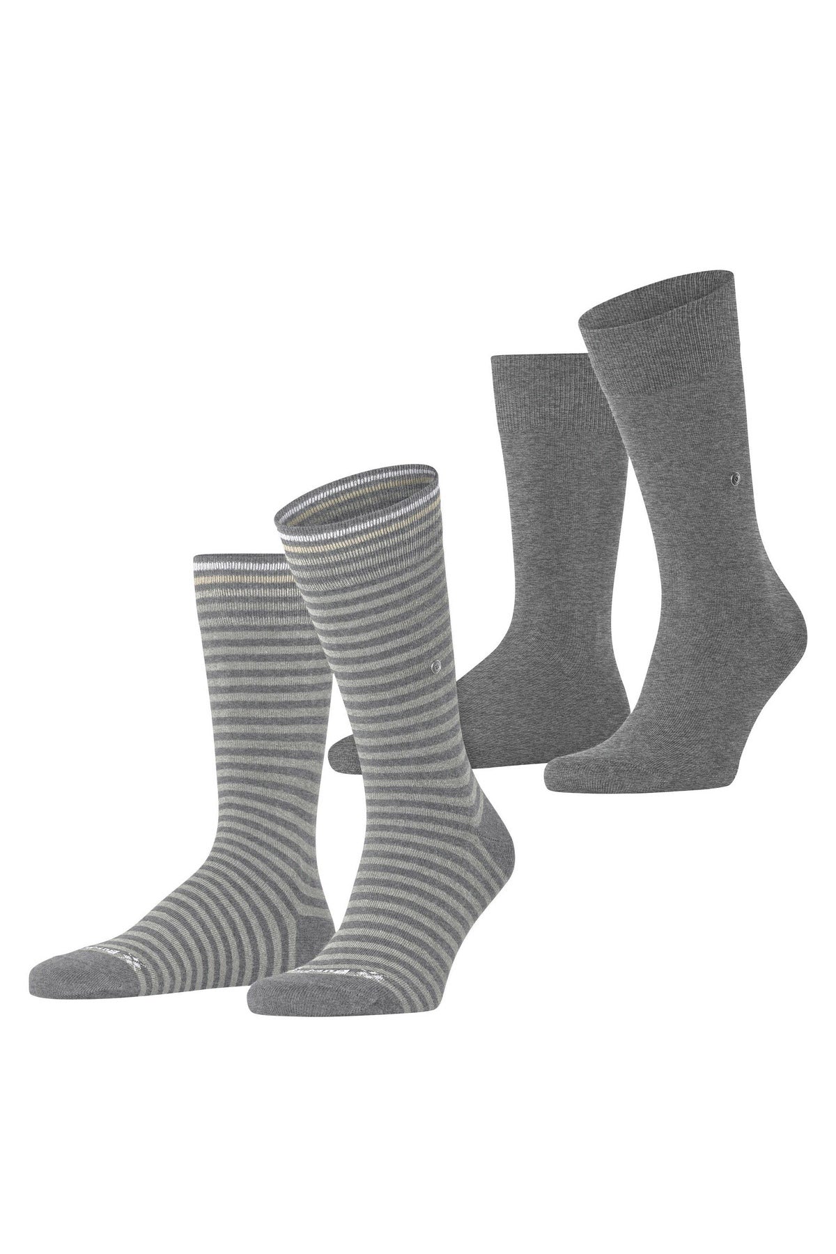 Burlington Everyday Stripe/Plain 2 Pack Socks - Light Grey Melange 21087_3390_6.5-11 UK