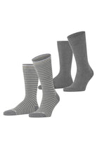 Burlington Everyday Stripe/Plain 2 Pack Socks - Light Grey Melange 21087_3390_6.5-11 UK