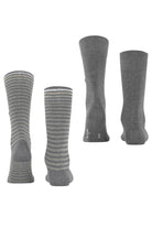 Burlington Everyday Stripe/Plain 2 Pack Socks - Light Grey Melange 21087_3390_6.5-11 UK