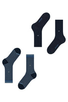 Burlington Everyday Stripe/Plain 2 Pack Socks - Marine 21087_6120_6.5-11 UK