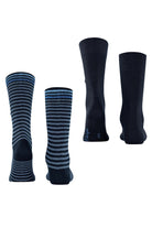 Burlington Everyday Stripe/Plain 2 Pack Socks - Marine 21087_6120_6.5-11 UK