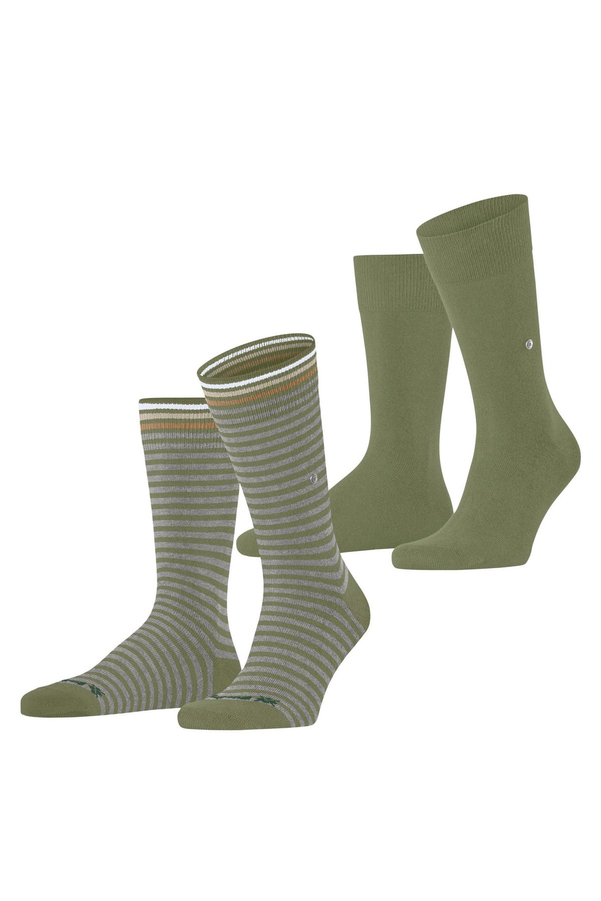 Burlington Everyday Stripe/Plain 2 Pack Socks - Salvia 21087_7472_6.5-11 UK
